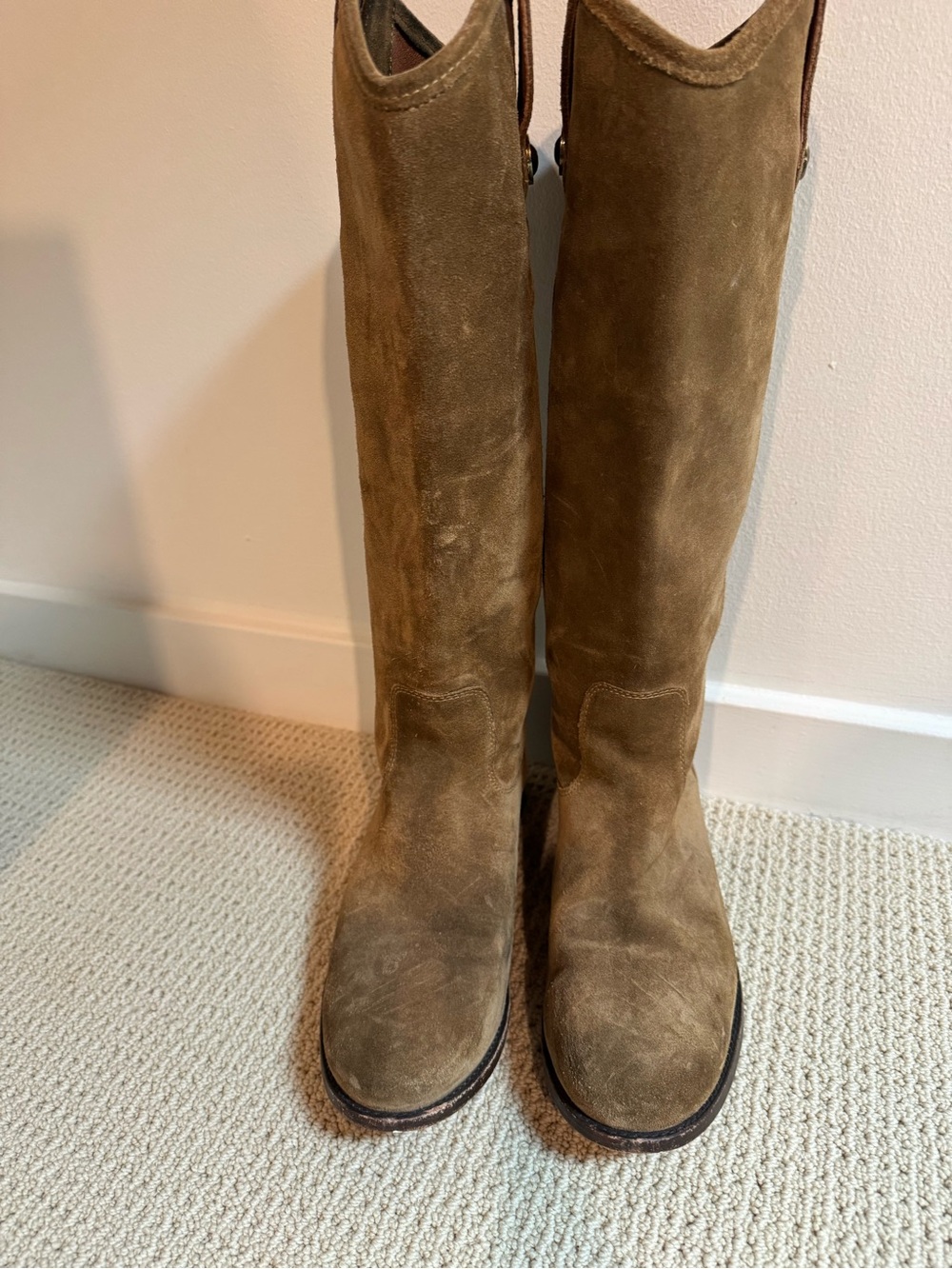 Frye Melissa Suede Riding Boots -Cashew color 8.5